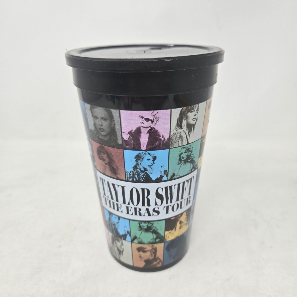 Taylor Swift The Eras Tour Concert Film Souvenir Cup with Lid Black Plastic Cup